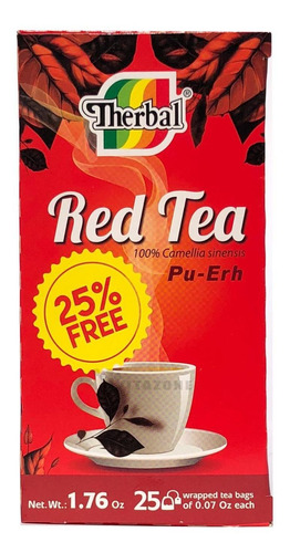 Imagen 1 de 5 de Té Rojo Chino (pu -erh) 25 Sobres Therbal