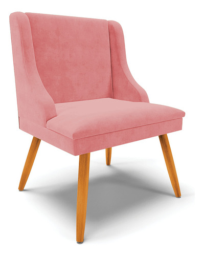 Cadeira Poltrona Decorativa Liz Suede Rose - D'rossi