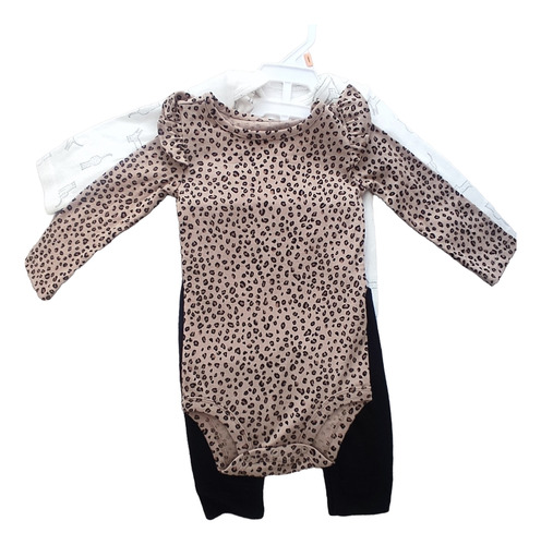 Carters Set 3 Piezas Pañalero Beba 12 Meses, Animal Print