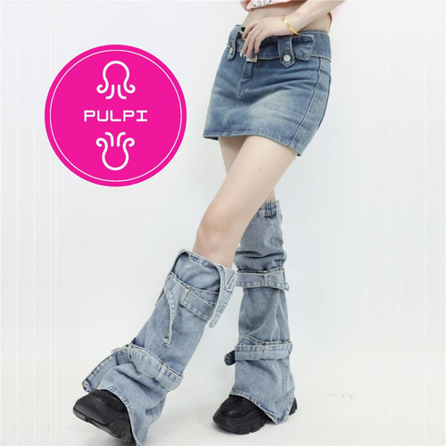 Calentitos Polaina Jean Denim Punk Grunge Y2k Aesthetic
