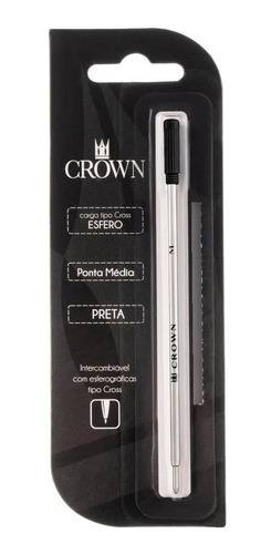 Carga Caneta Esferográfica Crown Padrão Cross Preta M