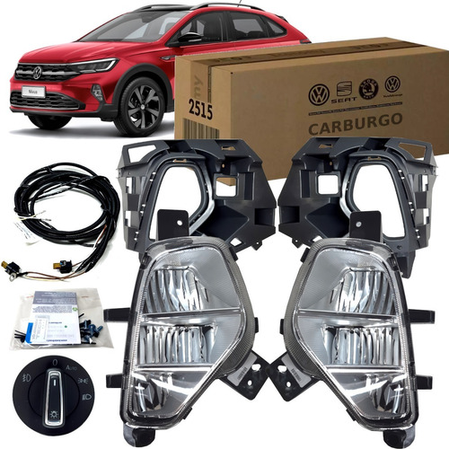 Kit Farol Neblina Completo Milha Led Farolete Original Nivus