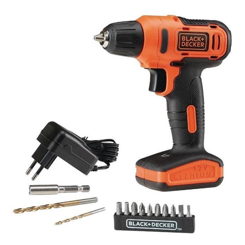 Taladro atornillador inalámbrico de 10mm Black+Decker LD12S 12V + accesorio 110V/220V