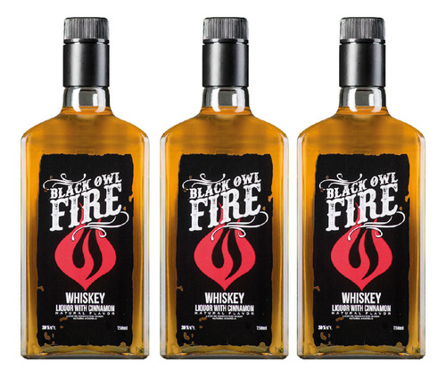 Black Owl Fire Whiskey 750ml X 3 Unidades