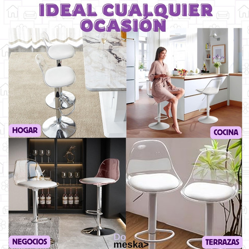 Silla Comedor Banco Barra Restaurantes 1 Pz Hogarden Vini Piel Metal Transparente