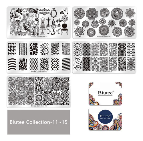 Biutee 19pcs Nail Stamp Plates Set 15 Plate 1stamper 2scrape