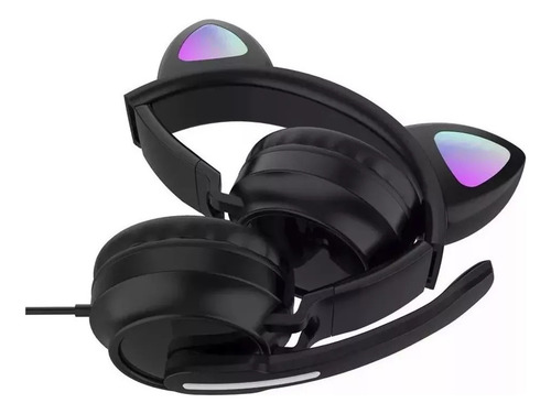 3x2 Audífonos Gamer Con Luz Led Gatito Diadema Headphones Color Ab Luz Ab
