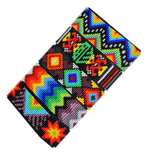 Pulseras Arte Huichol Moda Hombre 3 Piezas Color Variados Diámetro 5 Cm Largo 17 Cm
