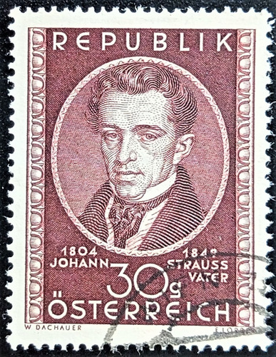 Austria, Sello Yv 778 30g Johann Stauss 1949 Usado L19283