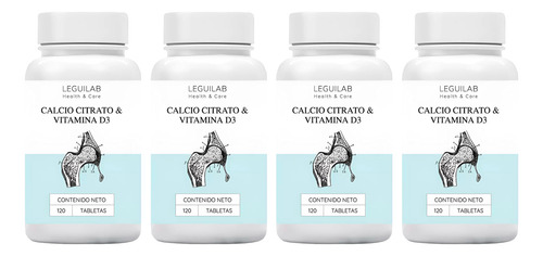 Leguilab X4 Calcio Citrato + Vitamina D3 Suplemento 60c 3c