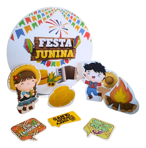 Mini Festa Junina Para Escola Mesa Painel Mdf Com Plaquinhas