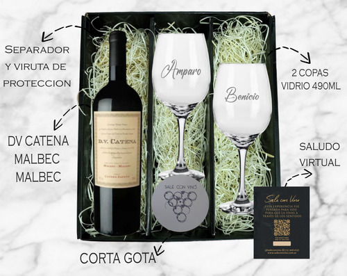 Box Dv Catena Malbec Malbec + 2 Copas Personalizadas