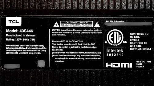 Tarjeta Madre Main Tcl 43s446 40-r51mta-maa2hg 11602-500227 (Usado)