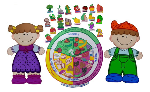 Foamy Kit Plato Jumbo Buen Comer + Frutas + Verduras + Niño
