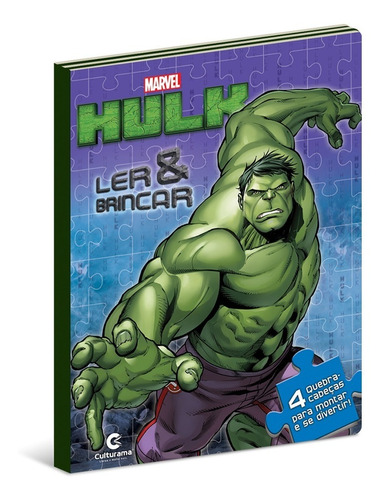 Livro Quebra Cabeça 4puzzle Infantil Hulk Ler Brincar Marvel