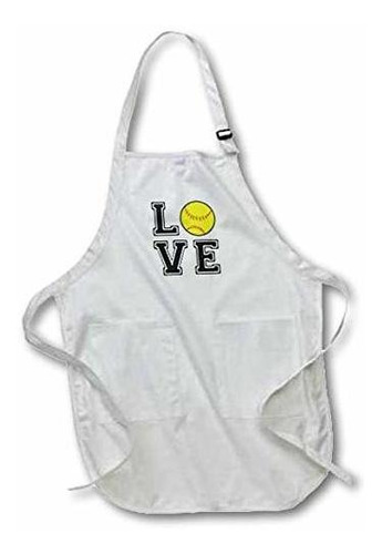 3drose Print Of Love Softball - Full Length Apron, 22 By 30-