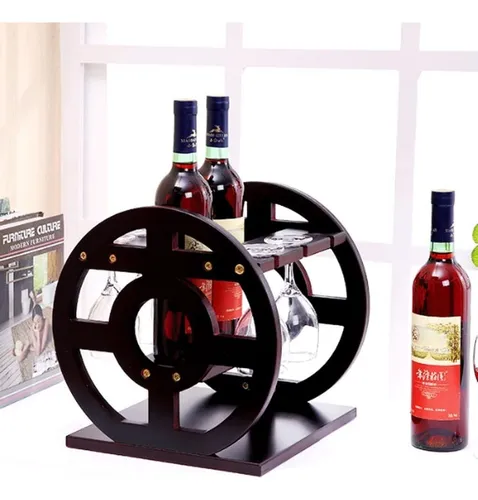 Estante De Madera Maciza Botellas De Vino, Soporte Copa...