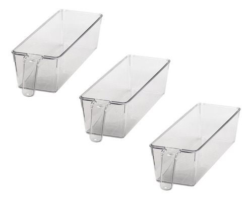 Kit 3 Suportes Para Geladeira Com Alça Acrílico Luxo 28x10cm