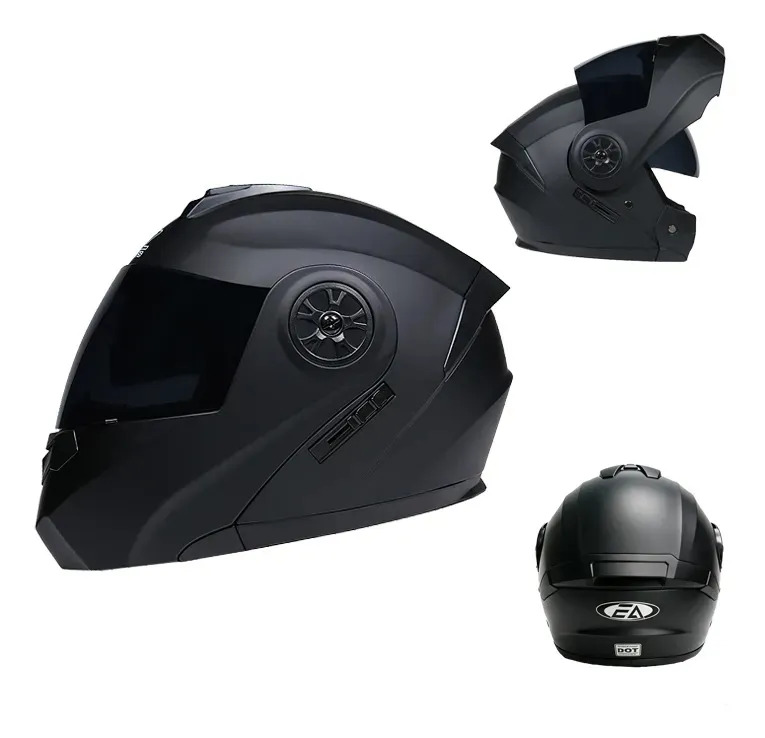 Casco Sleek Para Moto Abatible Certificado Dot Monocolor Negro Mate Echoarmor 991 Talla S