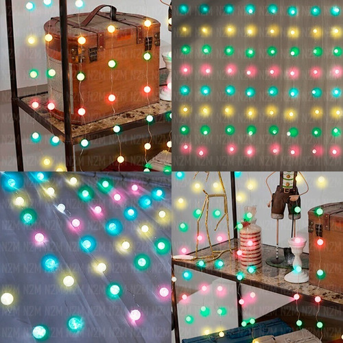 Cortina Luces Led Alambre Esferas Mc 2.7 Metros 220v Navidad