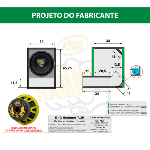 Alto-falante E12 Hammer 7.2-12'' - 3.600 Watts Rms 4 Ohms