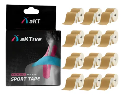 Kit 12 Bandagem Fita Elástica Adesiva Aktive Taping Sport Cor Bege