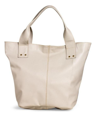 Bolsa Feminina Saco Couro Ombro Botões Estilo Clássica Cor Off White