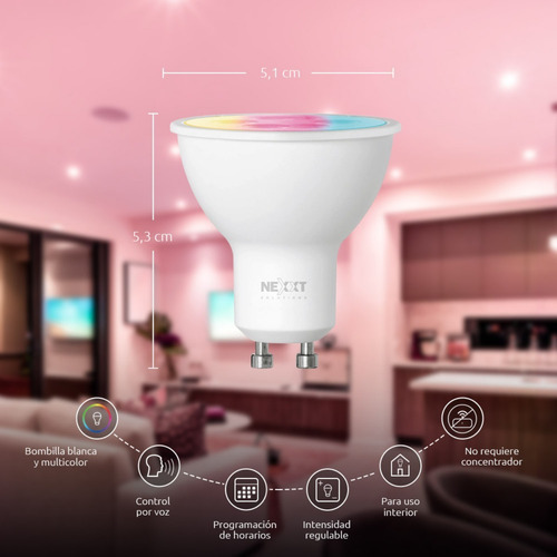 Imagen 2 de 9 de Ampolleta Led Inteligente Nexxt Gu10 Multicolor - Revogames