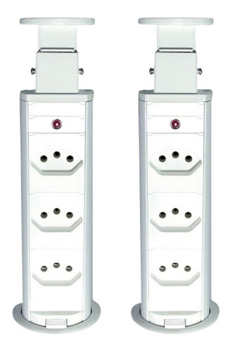 Kit 2 Torres De Tomada Multiplug 3 Tomadas Bivolt Cor Branco