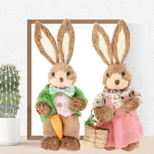 4 Pzs De Pareja De Conejos De Pascua 35cm,suministros