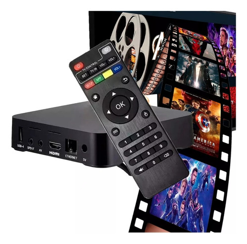 Parelho Daptador Smart Tv Box Transforme Sua Tv Em Smart Cor Preto Tipo De Controle Remoto Padrão