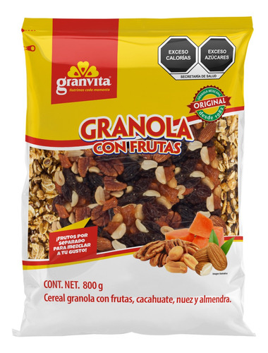 Granvita, Granola Con Frutas,cacahuate,nuez Y Almendra,800 G