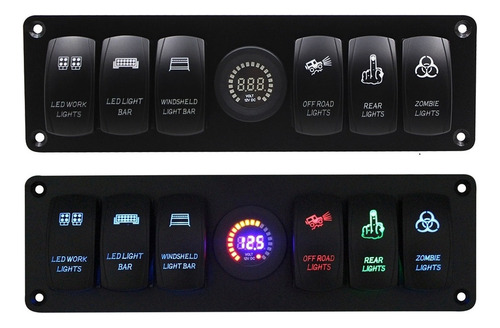 6 Gang Toggle Panel De Interruptor De Rocker Colorido Led Vo