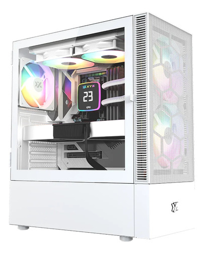 Chasis Gamer Blanco Xyz Airone 200 Panel Mesh, X5 Argb Fans
