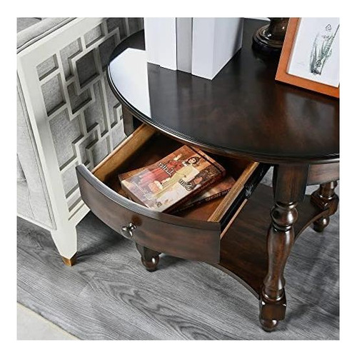 Moderion Oval Table Con Cajón, Mesa Lateral De Sofá De Con X