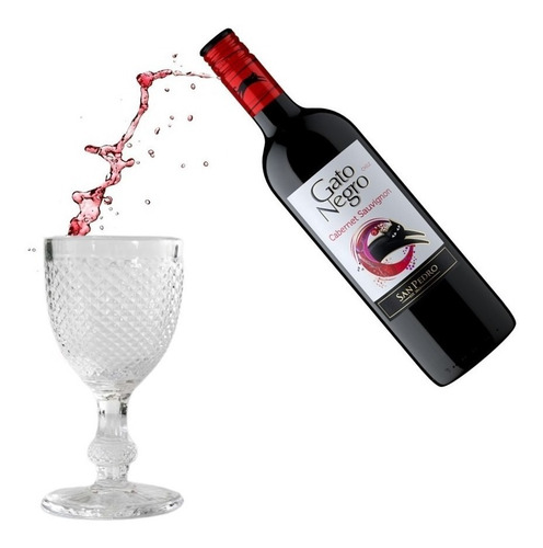 Imagen 2 de 3 de Combo Gato Negro Cabernet 750ml Gts Y Copa