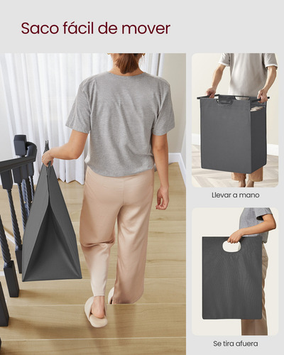 Vasagle Cesto De Ropa Sucia Con Tapa Un Bolsa Plegable Color Gris oscuro Liso