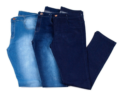 Kit Calça Jeans Masculina Slim Com Lycra Skinny