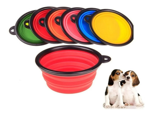 Bowl Comedero Comida Mascotas Plegable Silicona Viaje Gancho