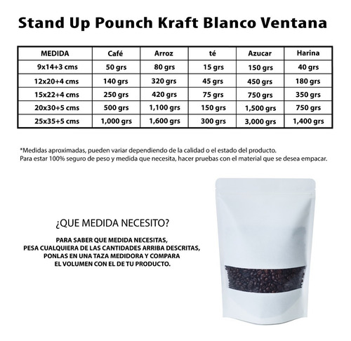 Imagen 6 de 7 de 100 Bolsas Stand Up Pouch Cierre Papel Blanco-ventana 50 Grs
