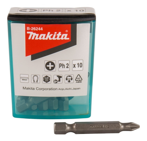 Punta Atornillar Ph2 X50mm Makita B-26244 Pack X 10 Unid