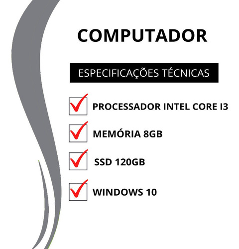 Cpu Intel I3 8gb Ssd 120gb Mouse E Teclado