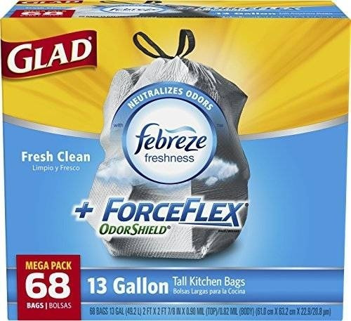 Glad Forceflex Odorshield Tall Cocina Con Cordón Bolsas De B