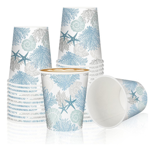 100 Vasos Desechables Estrellas De Mar 9oz Para Fiestas De V
