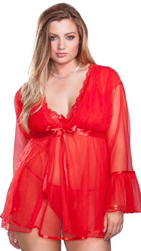 Baby Doll Bata Tanga Extra Plus Gordita Queen Xxxl Rojo Sexy