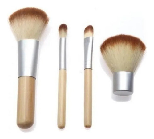 Sjx Set 4 Brochas Maquillaje BambĂș Pincel Sombras Rostro
