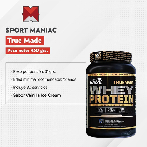 Imagen 2 de 4 de True Made Whey Protein 2 Lb Ena Proteína Aislada Concentrada