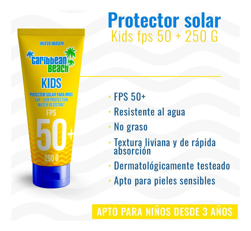 Protector Solar Caribbean Beach Kids Fps 50 + Uva/uvb 250g
