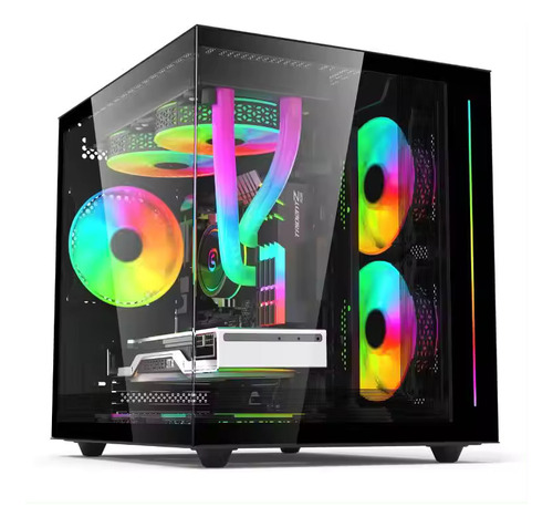 Case Gamer Vidrio Templado Transparente Negro Soeyi V900 Jwk