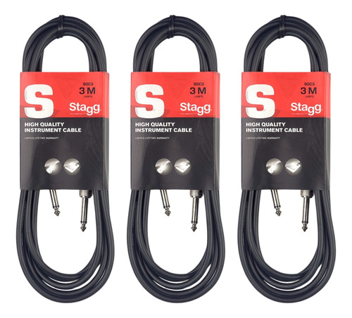 Cable Plug-plug 3 Metros Stagg Sgc3 Pack X3